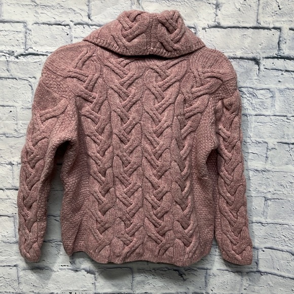 Aran Cowl Neck Chunky Sweater - Pink - Picture 7 of 7